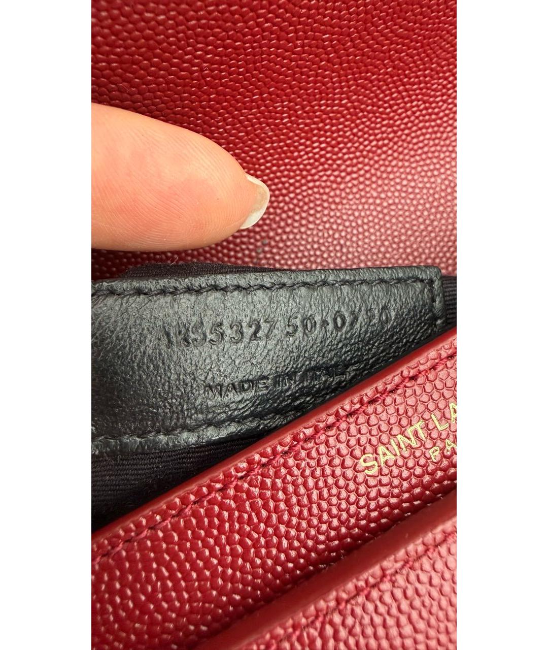 SAINT LAURENT Бордовая кожаная сумка через плечо, фото 4
