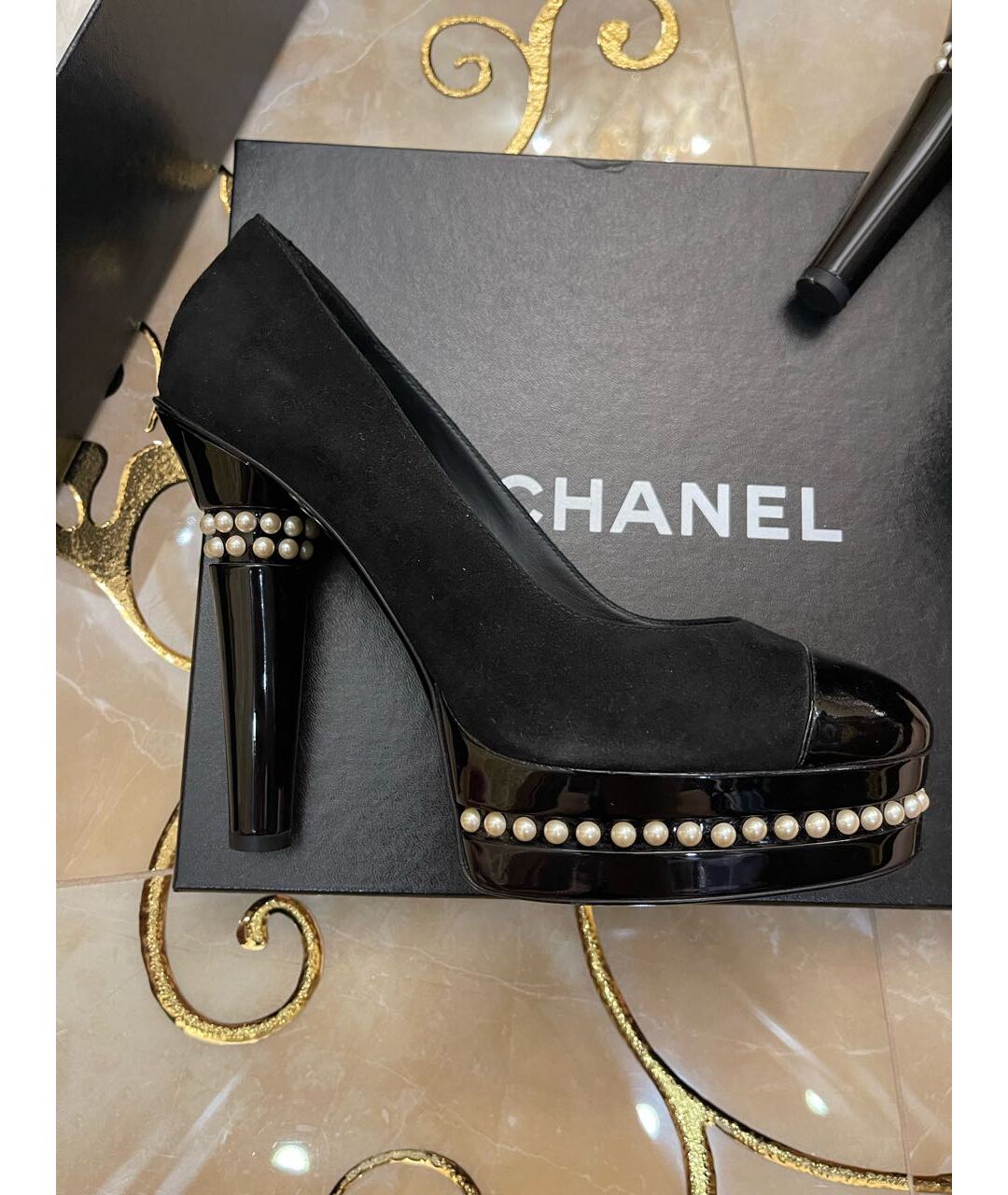 CHANEL PRE-OWNED Черные замшевые туфли, фото 5