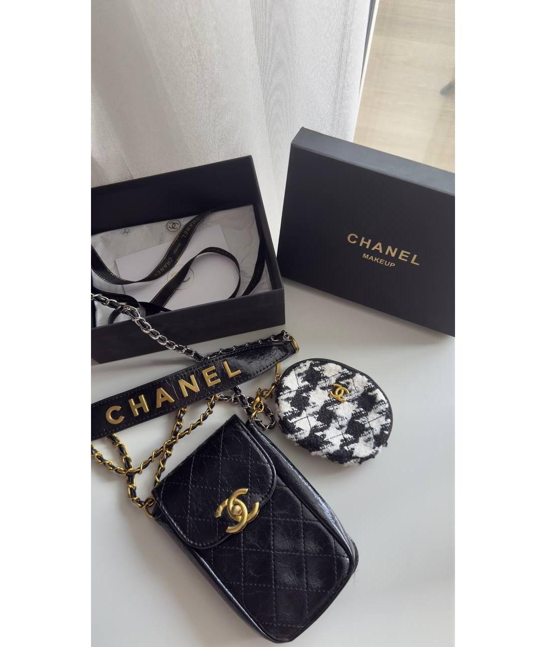CHANEL Черная кожаная косметичка, фото 4