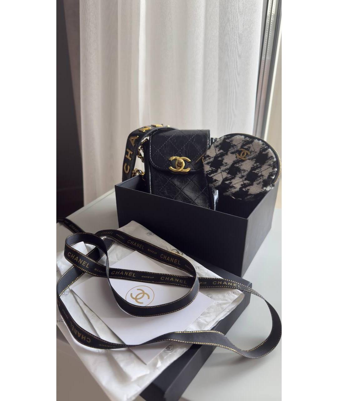 CHANEL Черная кожаная косметичка, фото 3
