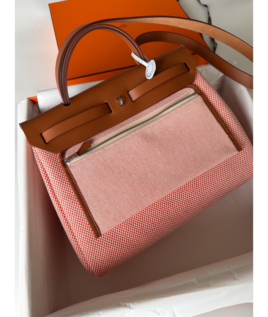 HERMES Коралловая сумка тоут из искусственной кожи, фото 2