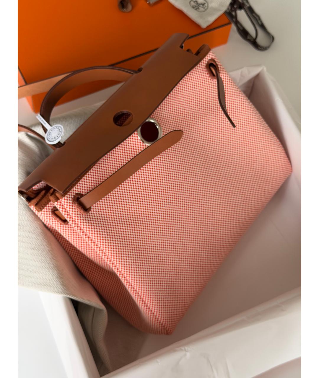 HERMES Коралловая сумка тоут из искусственной кожи, фото 3