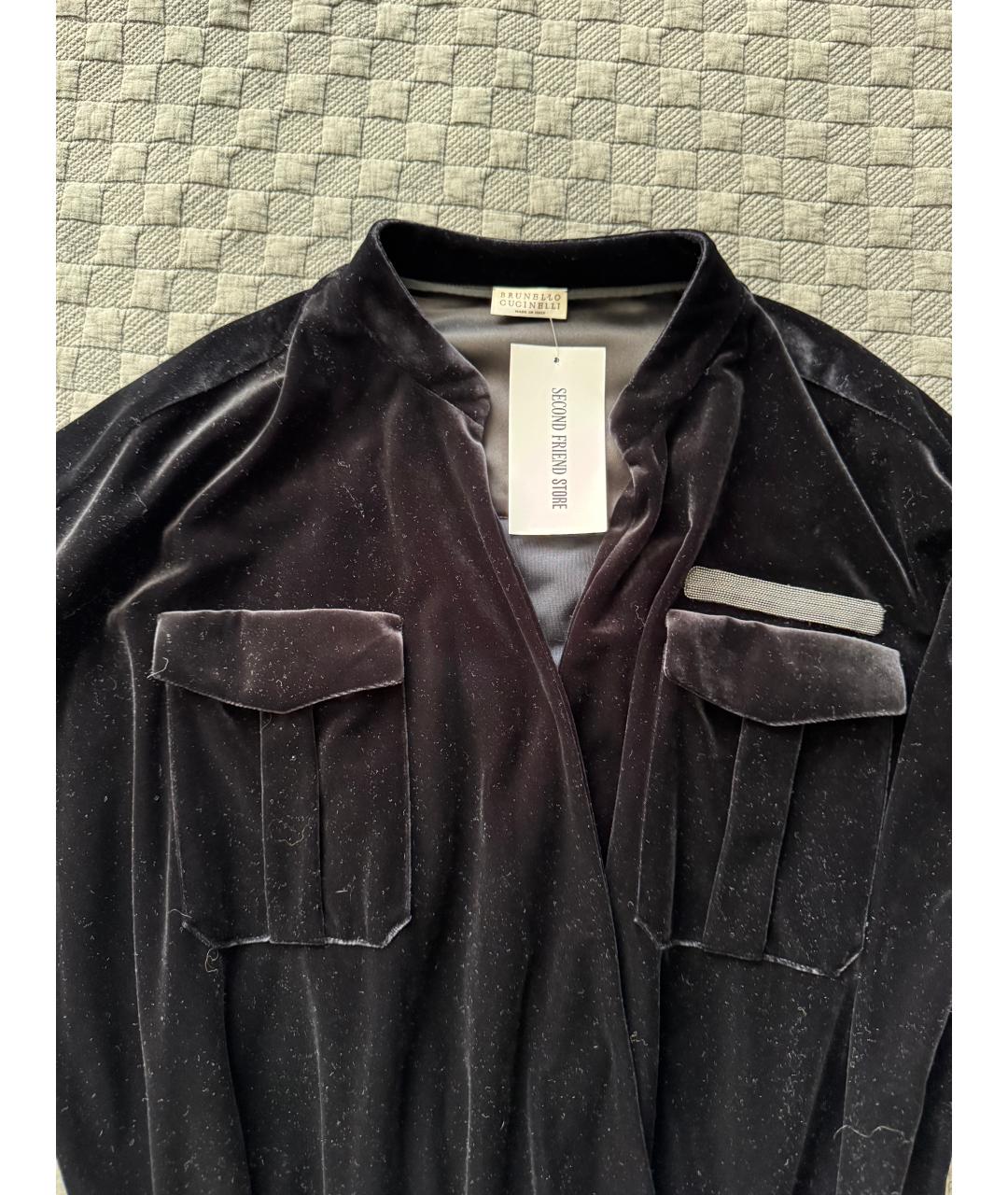 BRUNELLO CUCINELLI Антрацитовый бархатный комбинезон, фото 3