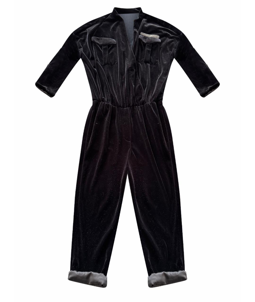 BRUNELLO CUCINELLI Антрацитовый бархатный комбинезон, фото 1