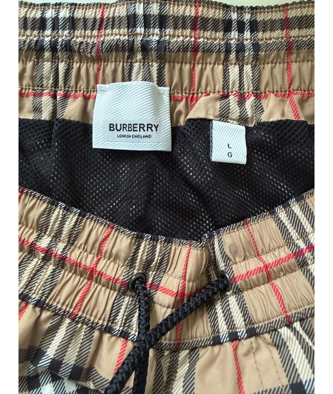 BURBERRY Коричневые полиэстеровые шорты, фото 3