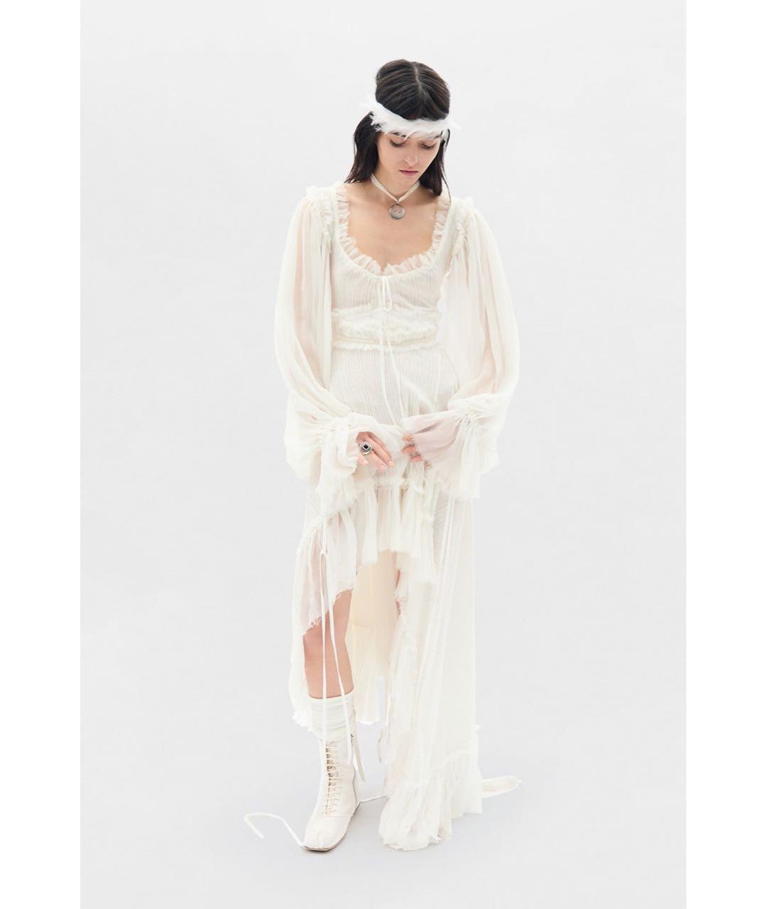 ANN DEMEULEMEESTER Белое вискозное вечернее платье, фото 5