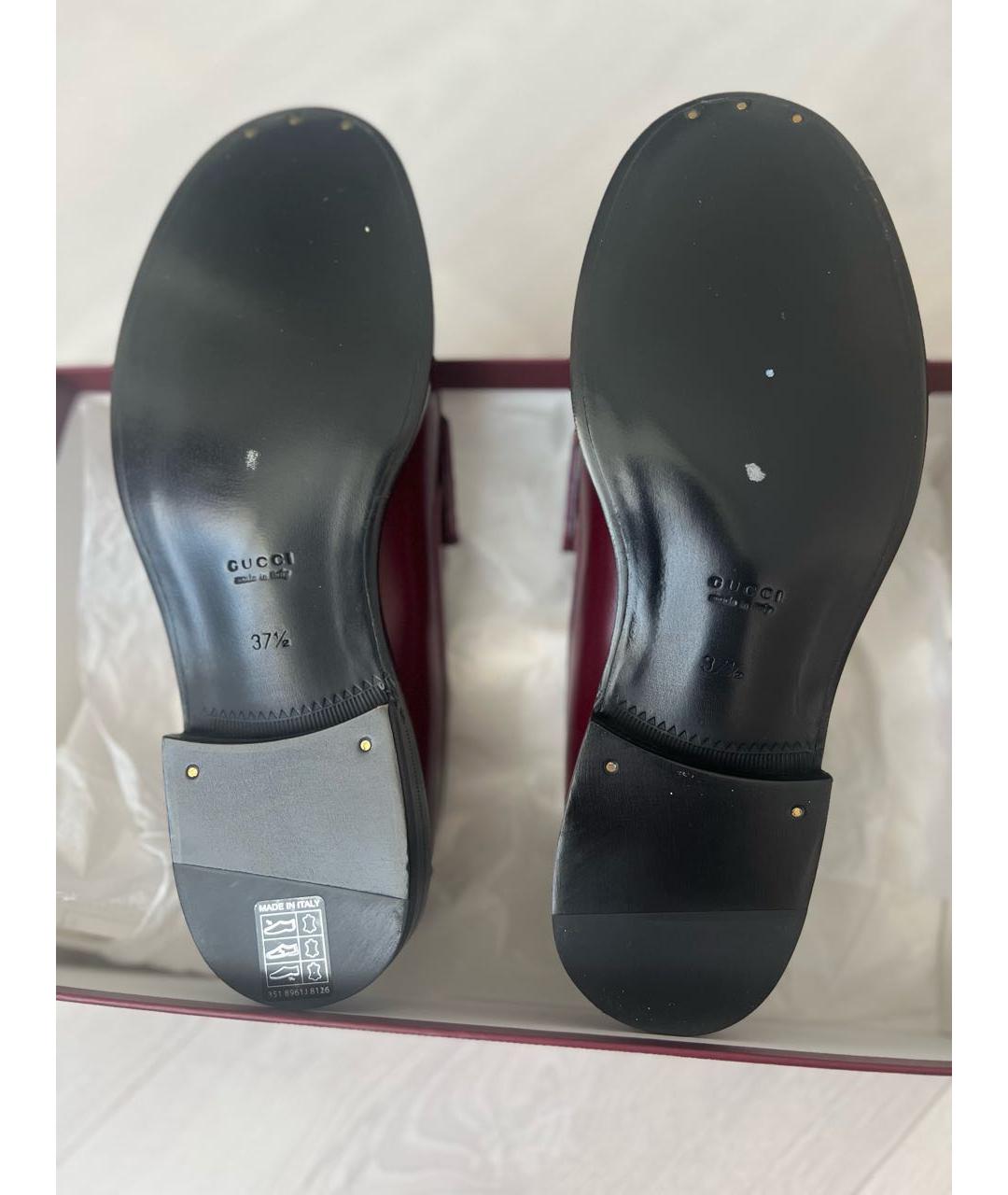 GUCCI Бордовые кожаные лоферы, фото 5