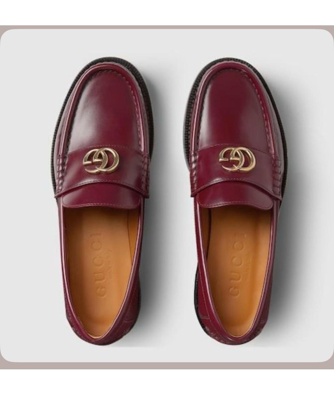 GUCCI Бордовые кожаные лоферы, фото 3