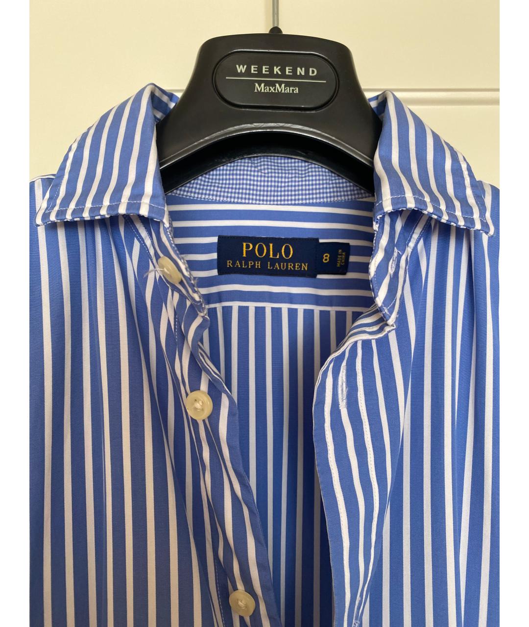 POLO RALPH LAUREN Синее хлопковое повседневное платье, фото 2