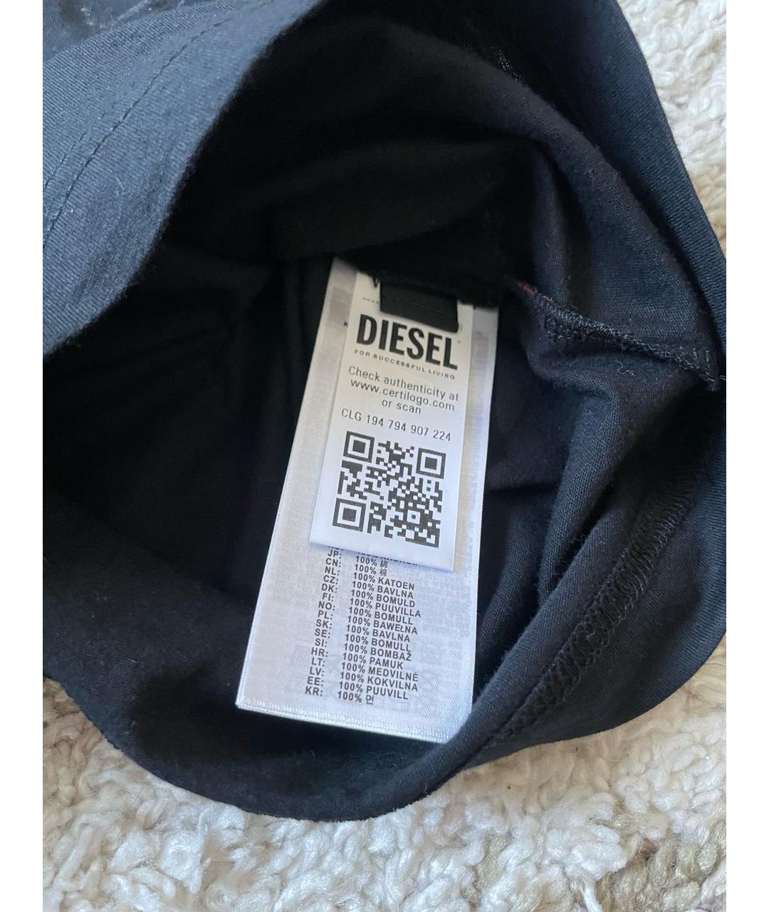 DIESEL Черная хлопковая футболка, фото 4