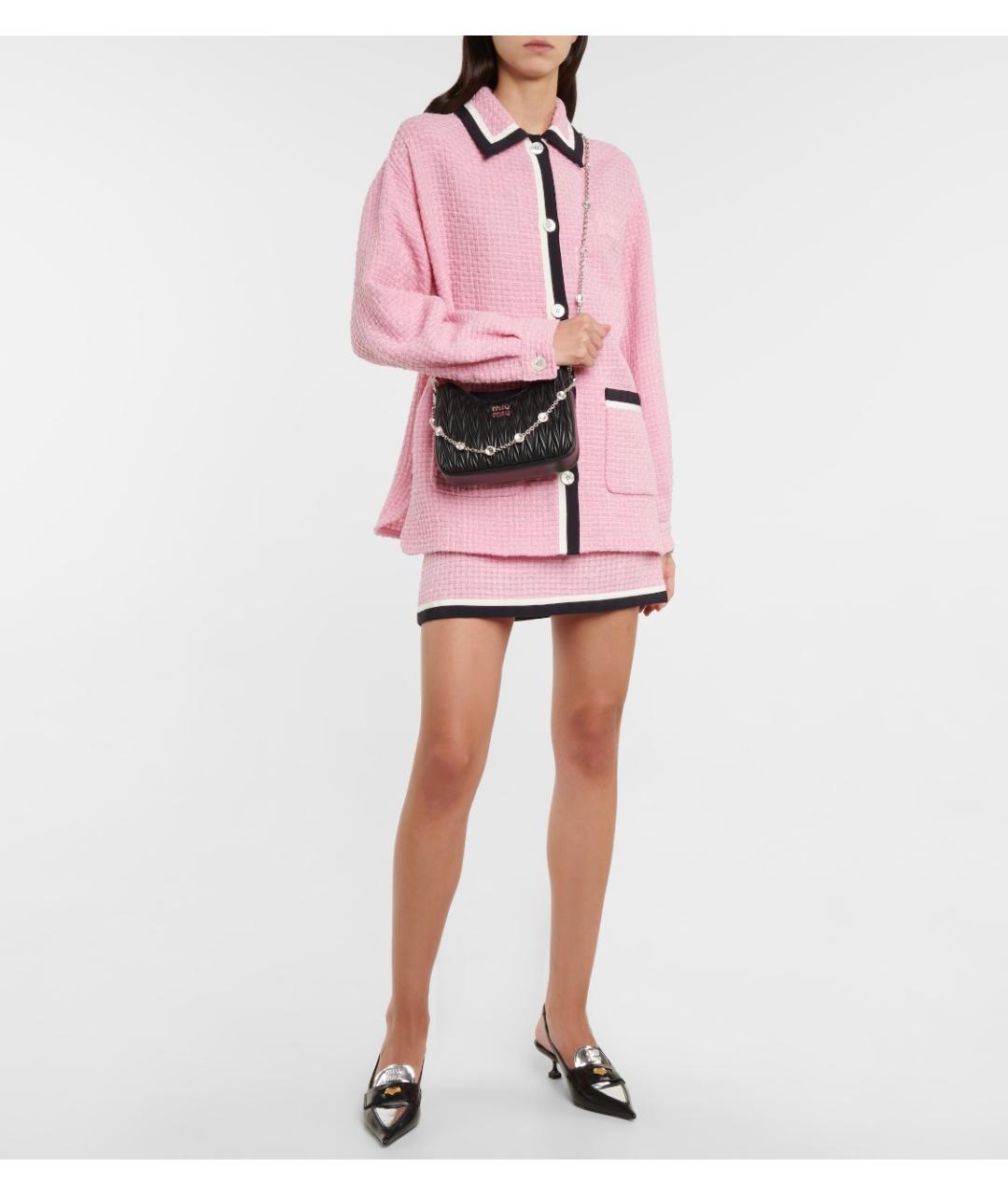 MIU MIU Розовая шерстяная юбка мини, фото 3
