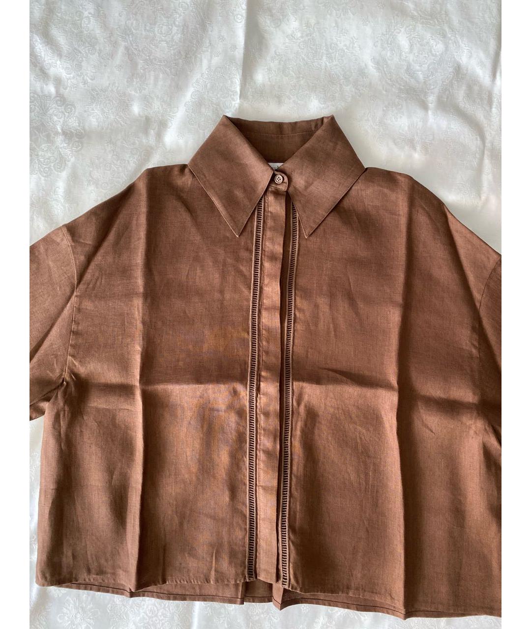 MAX MARA Коричневая льняная блузы, фото 5