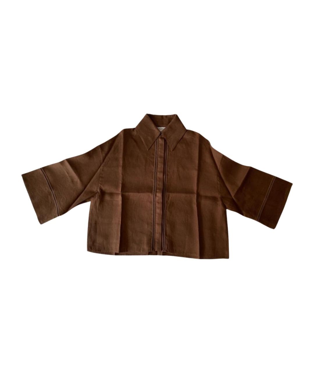 MAX MARA Коричневая льняная блузы, фото 1