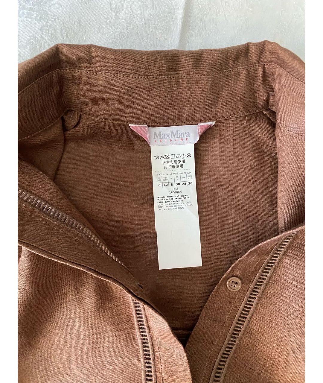 MAX MARA Коричневая льняная блузы, фото 3