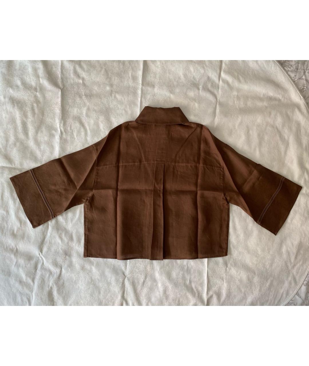 MAX MARA Коричневая льняная блузы, фото 2