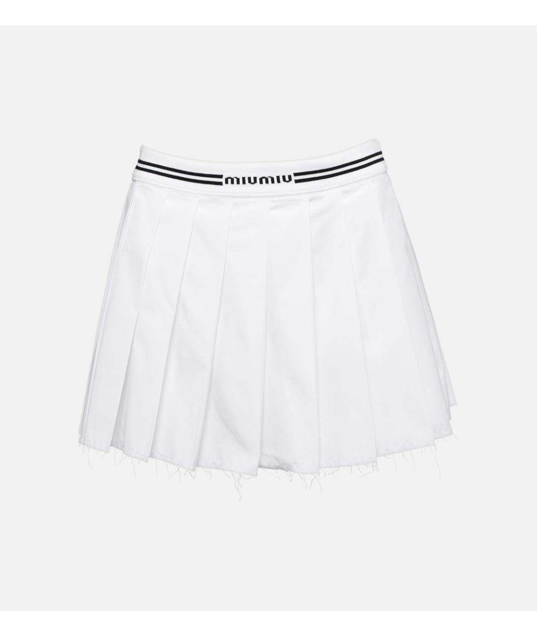 MIU MIU Белая хлопковая юбка мини, фото 6