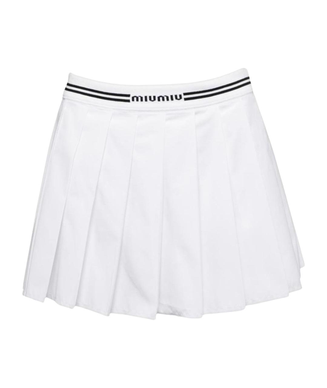 MIU MIU Белая хлопковая юбка мини, фото 1