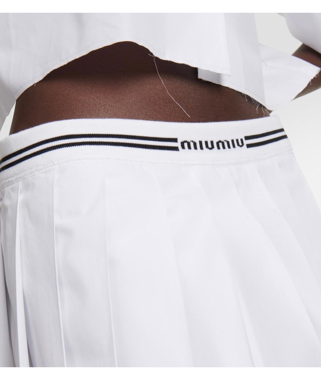 MIU MIU Белая хлопковая юбка мини, фото 3