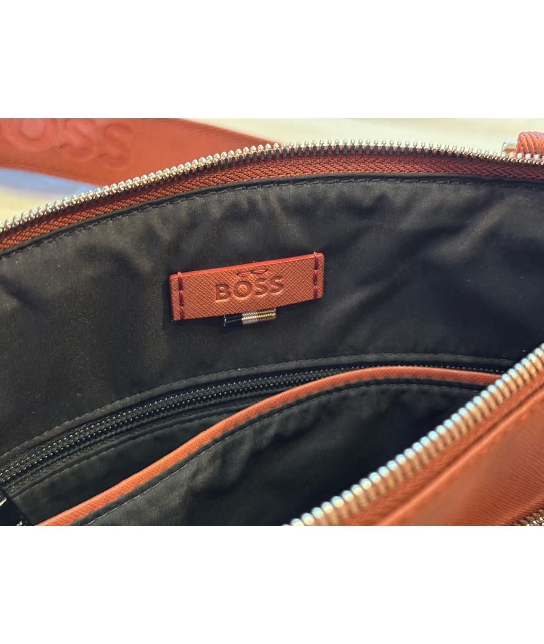 HUGO BOSS Оранжевая кожаная сумка на плечо, фото 4