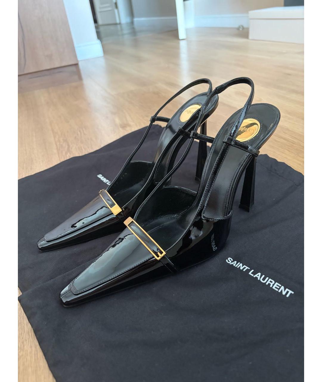 SAINT LAURENT Черные туфли из лакированной кожи, фото 7