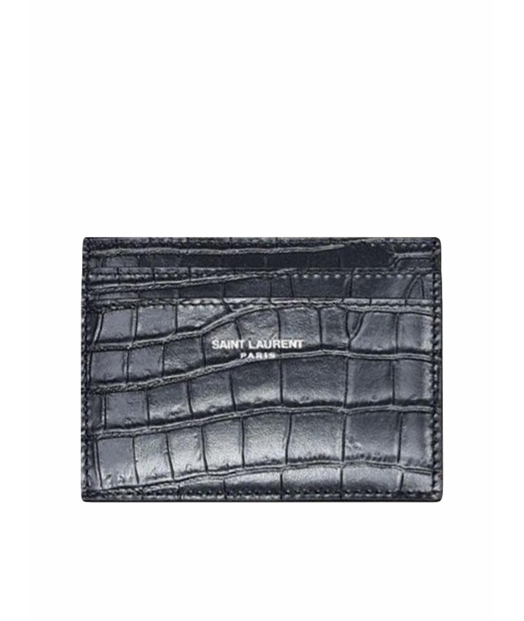 SAINT LAURENT Черный кожаный кардхолдер, фото 1