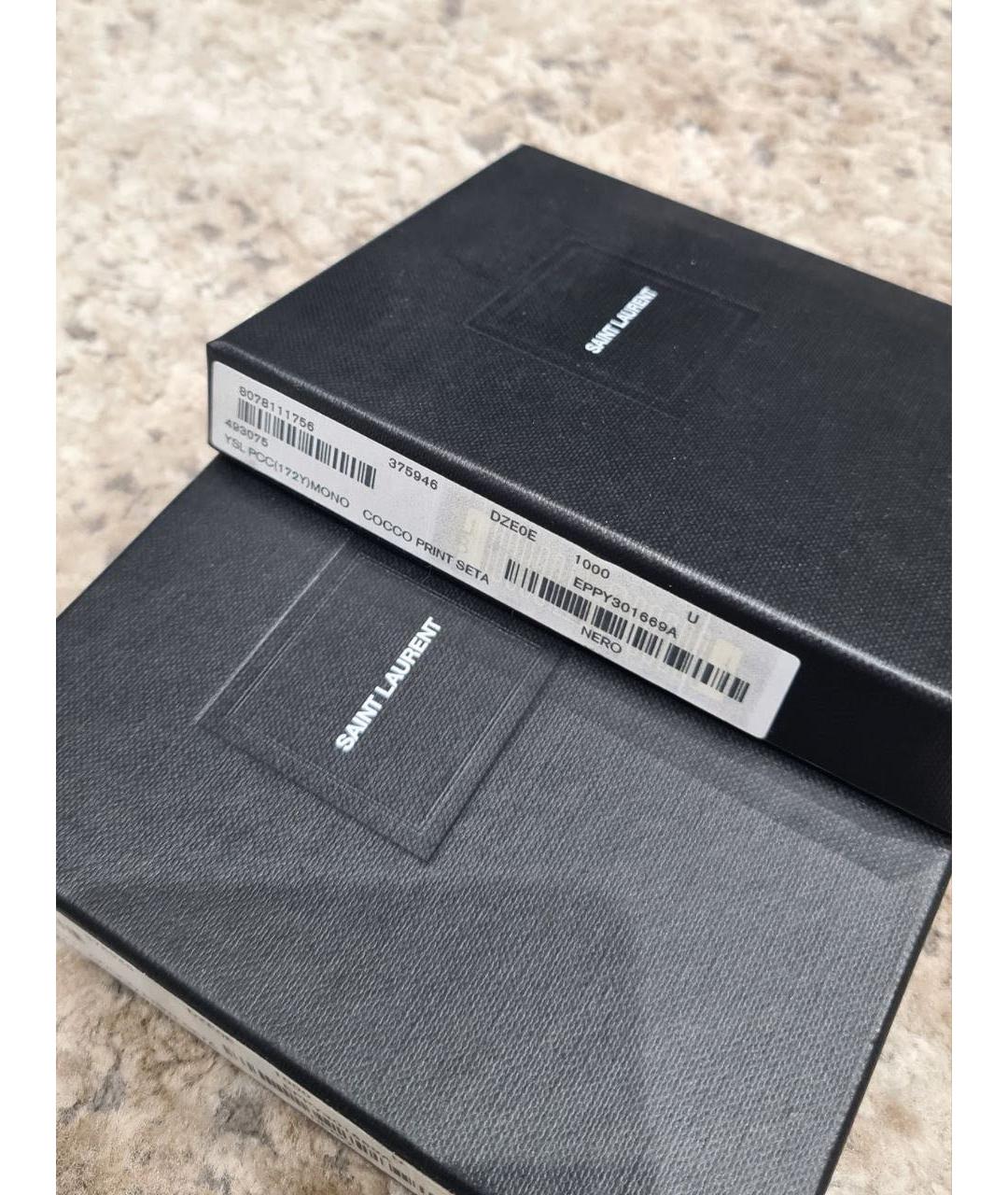 SAINT LAURENT Черный кожаный кардхолдер, фото 6
