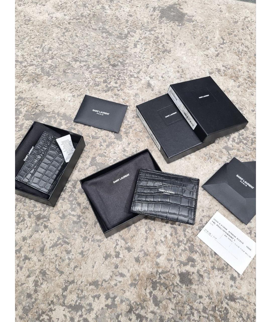 SAINT LAURENT Черный кожаный кардхолдер, фото 4