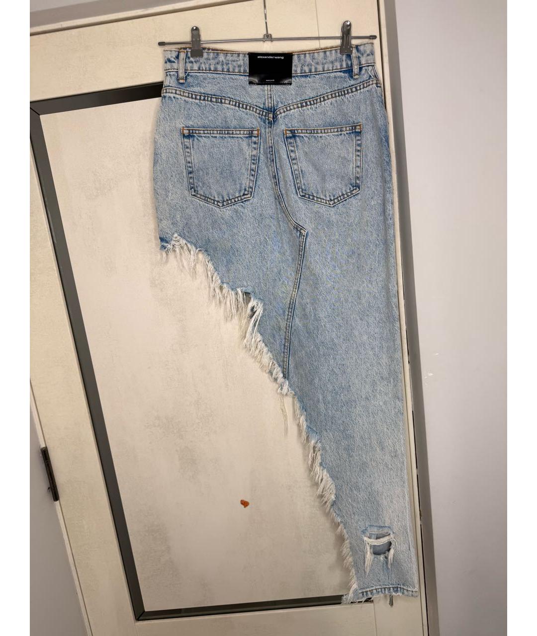 ALEXANDER WANG Голубая хлопковая юбка макси, фото 2