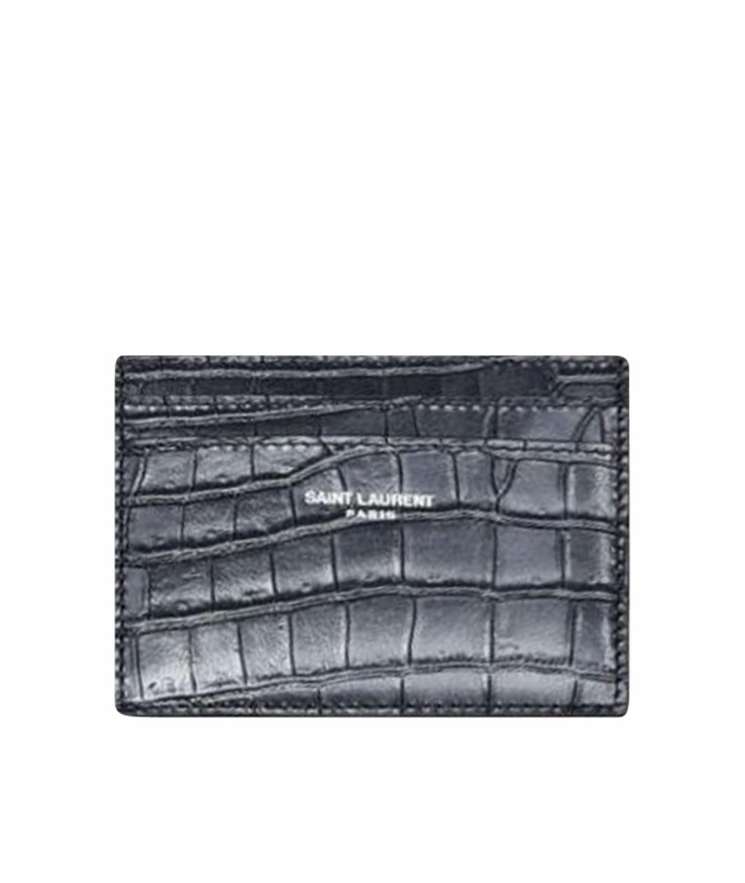 SAINT LAURENT Черный кожаный кардхолдер, фото 1
