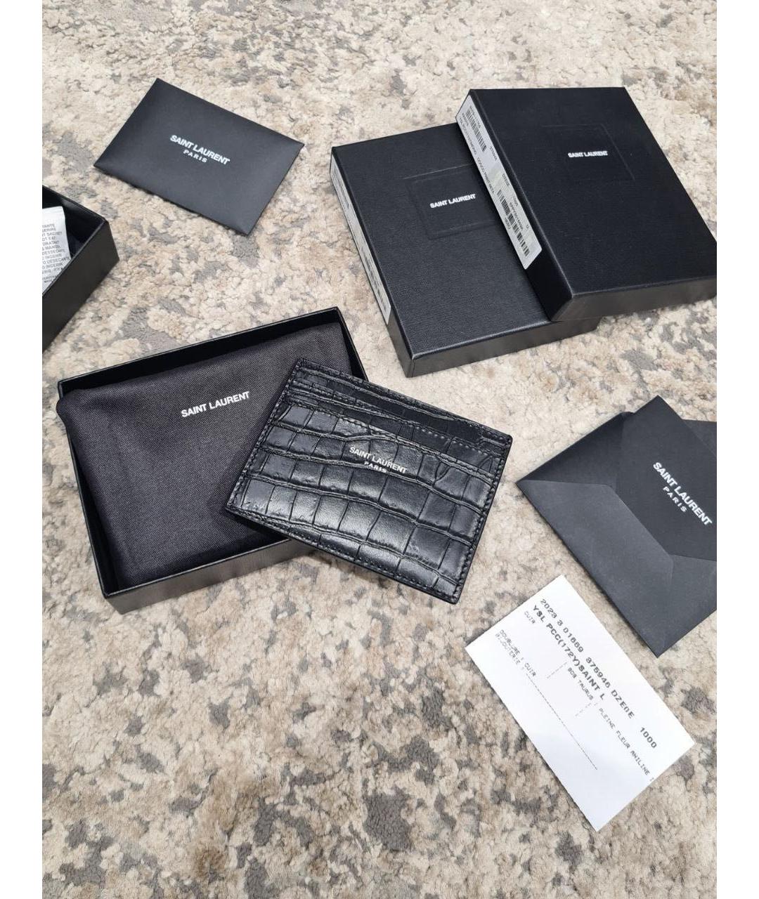 SAINT LAURENT Черный кожаный кардхолдер, фото 5