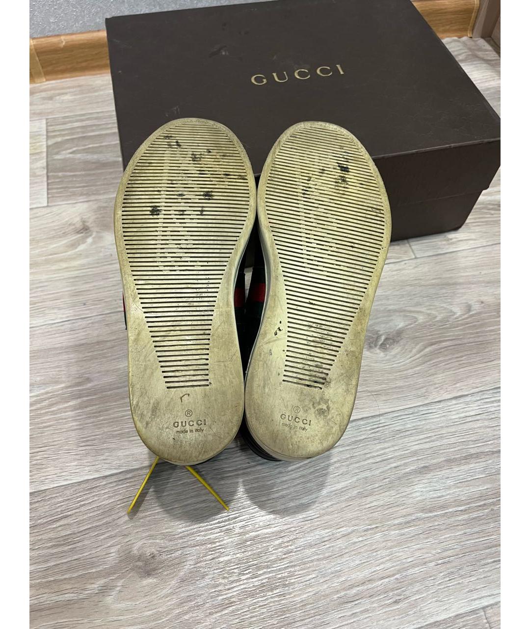 GUCCI Темно-синие кожаные высокие кроссовки / кеды, фото 4
