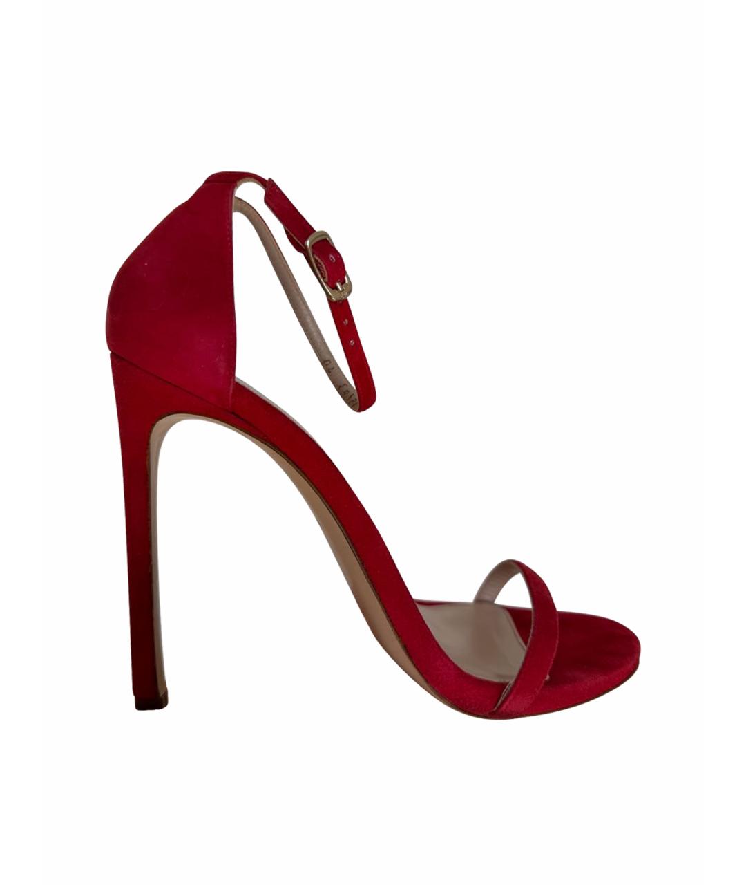 STUART WEITZMAN Красные замшевые босоножки, фото 1