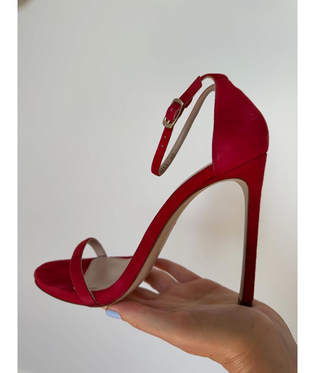 STUART WEITZMAN Красные замшевые босоножки, фото 6
