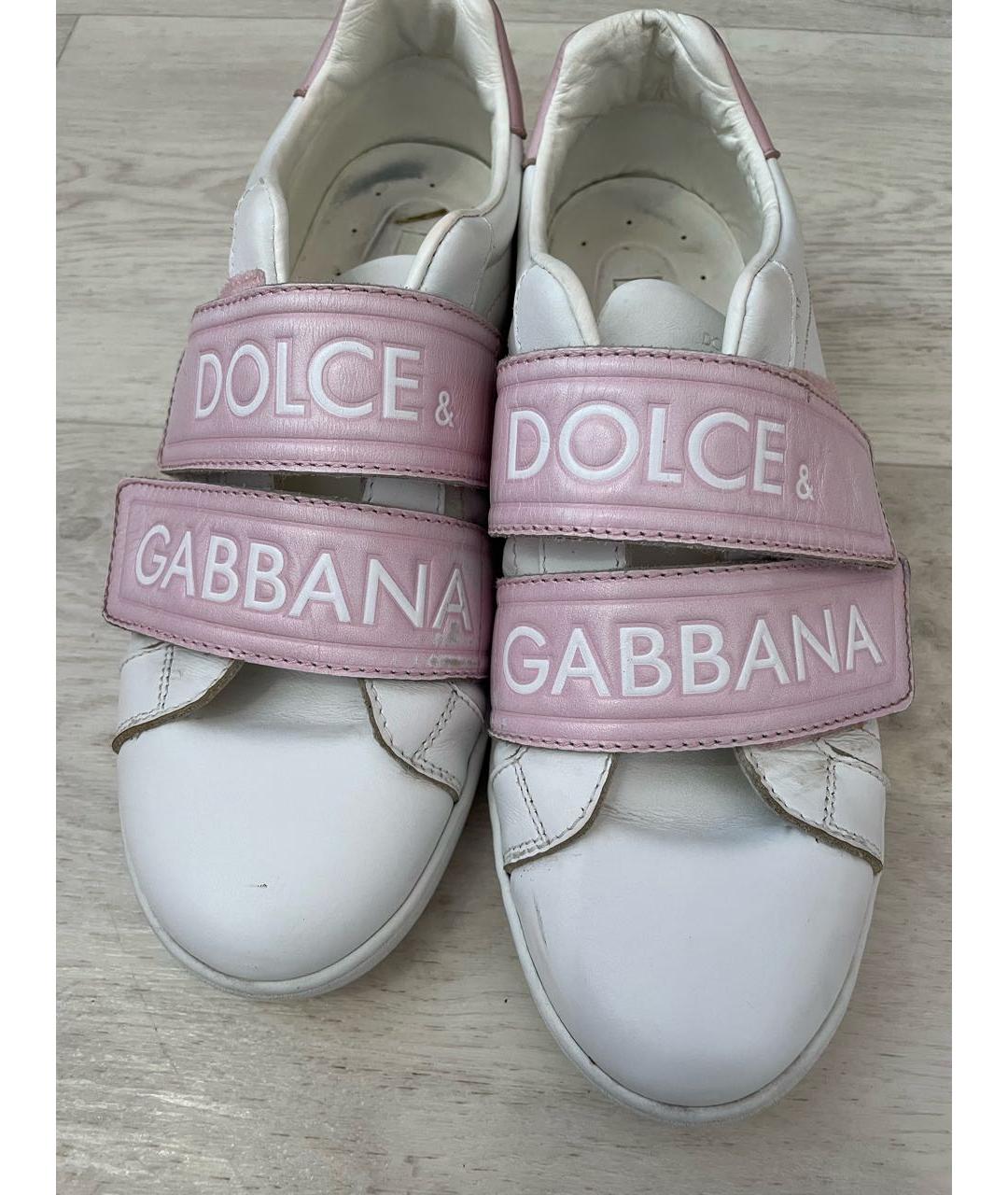 DOLCE&GABBANA Белые кожаные кеды, фото 2