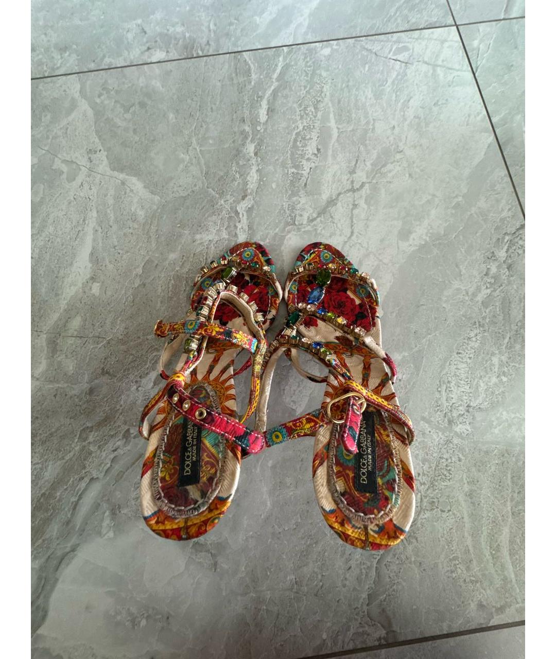 DOLCE&GABBANA Мульти текстильные босоножки, фото 3