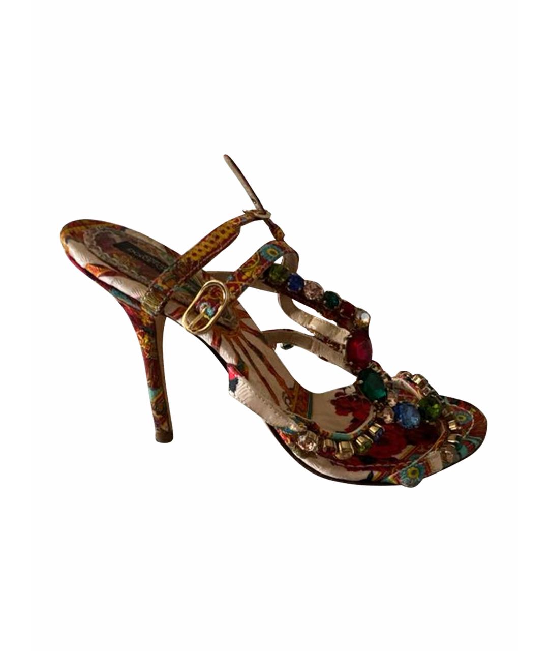DOLCE&GABBANA Мульти текстильные босоножки, фото 1