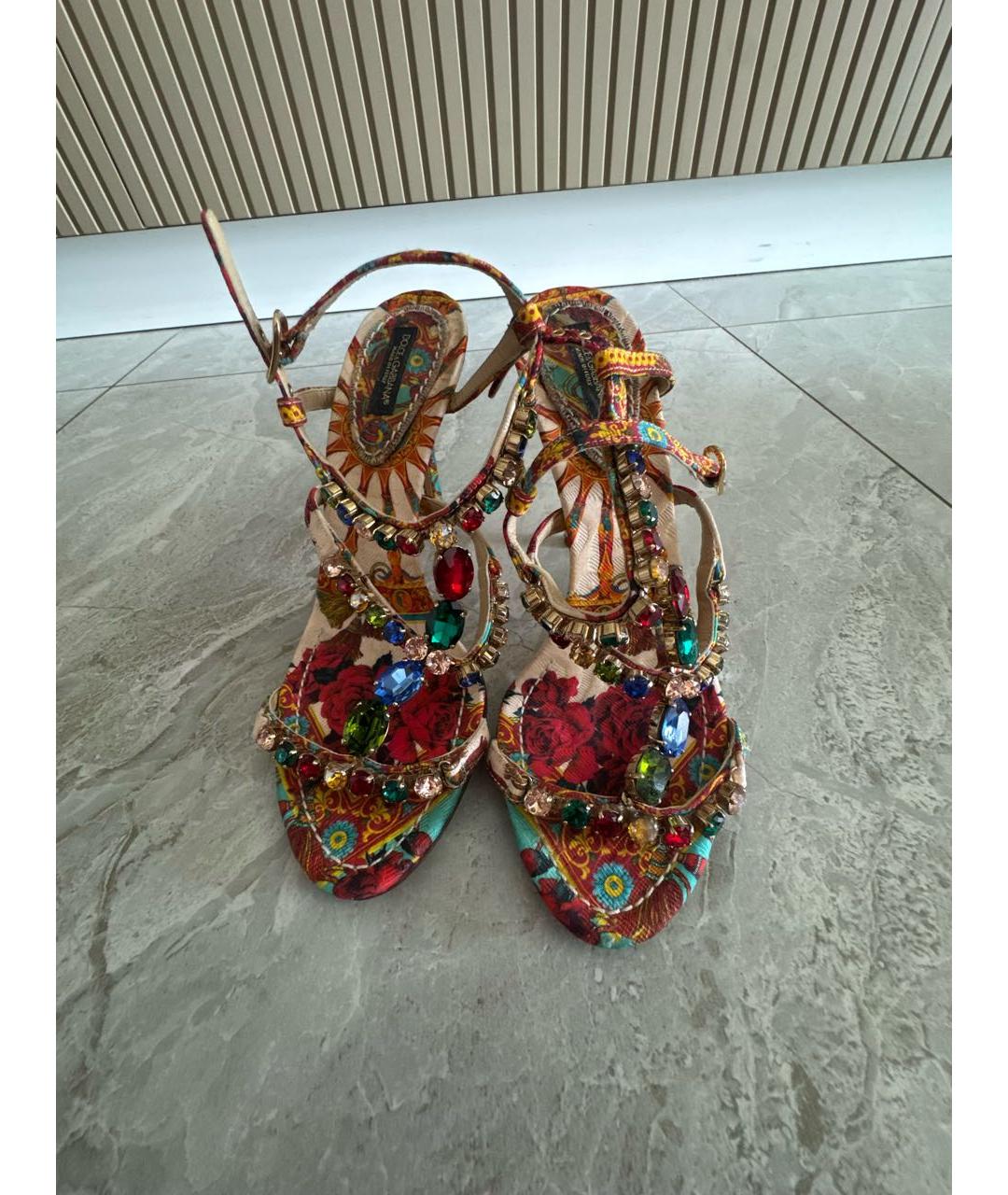 DOLCE&GABBANA Мульти текстильные босоножки, фото 2