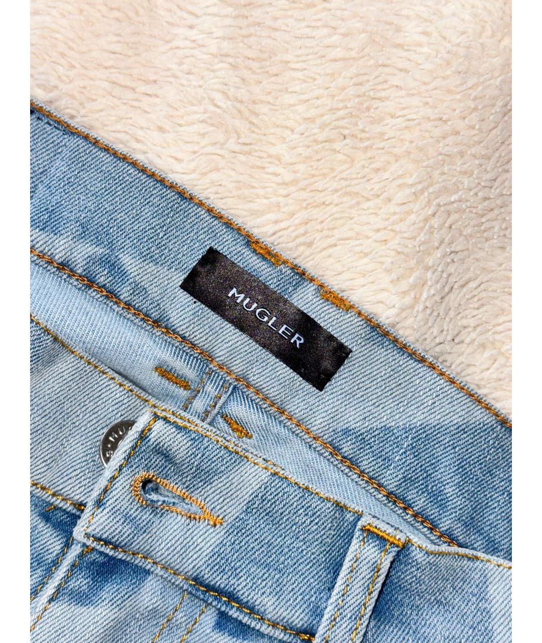MUGLER Голубые хлопковые прямые джинсы, фото 3