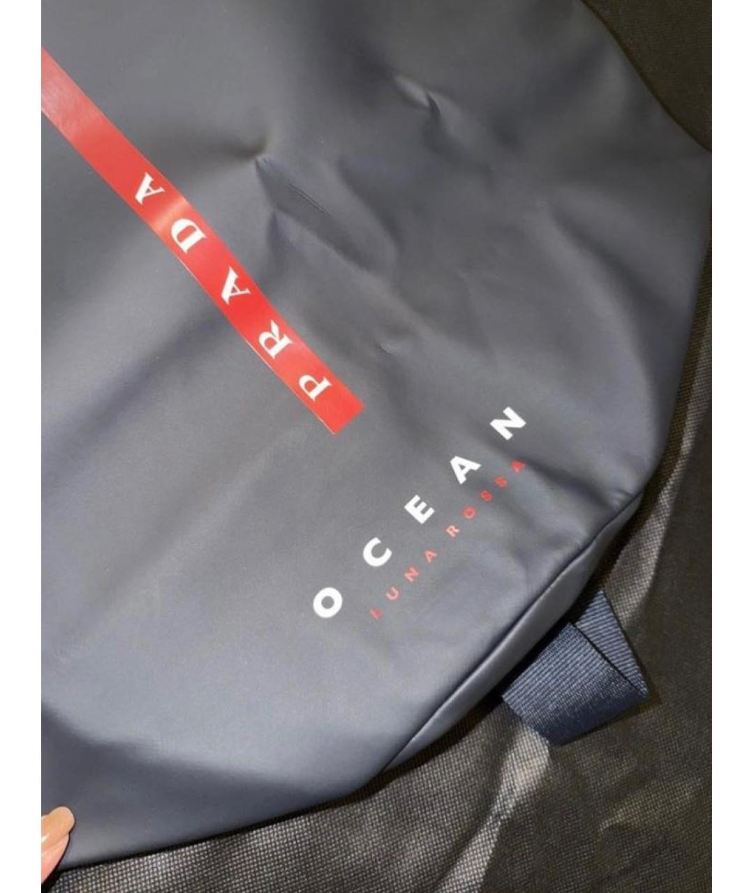 PRADA Темно-синий синтетический рюкзак, фото 4