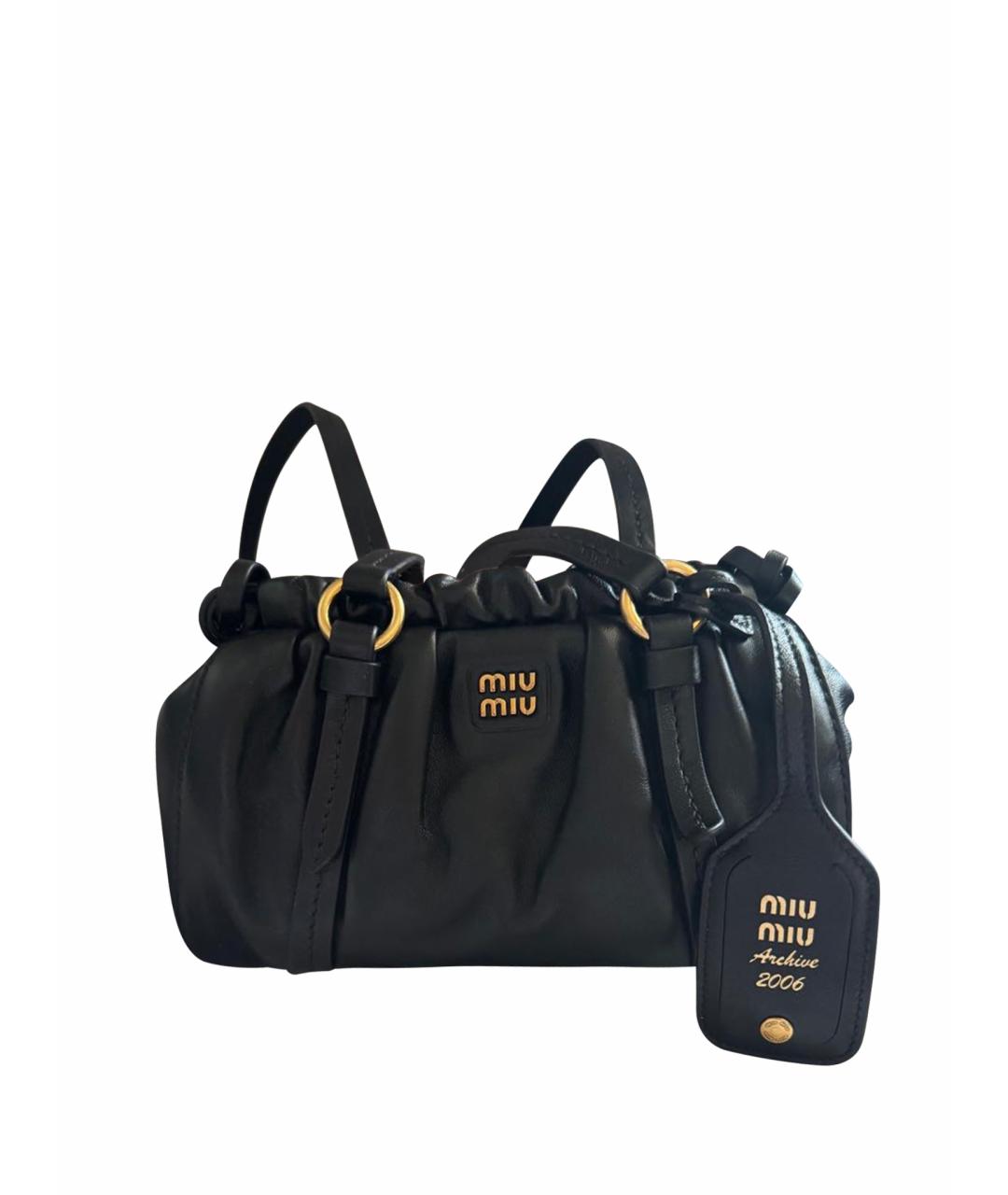 MIU MIU Черная кожаная сумка с короткими ручками, фото 1