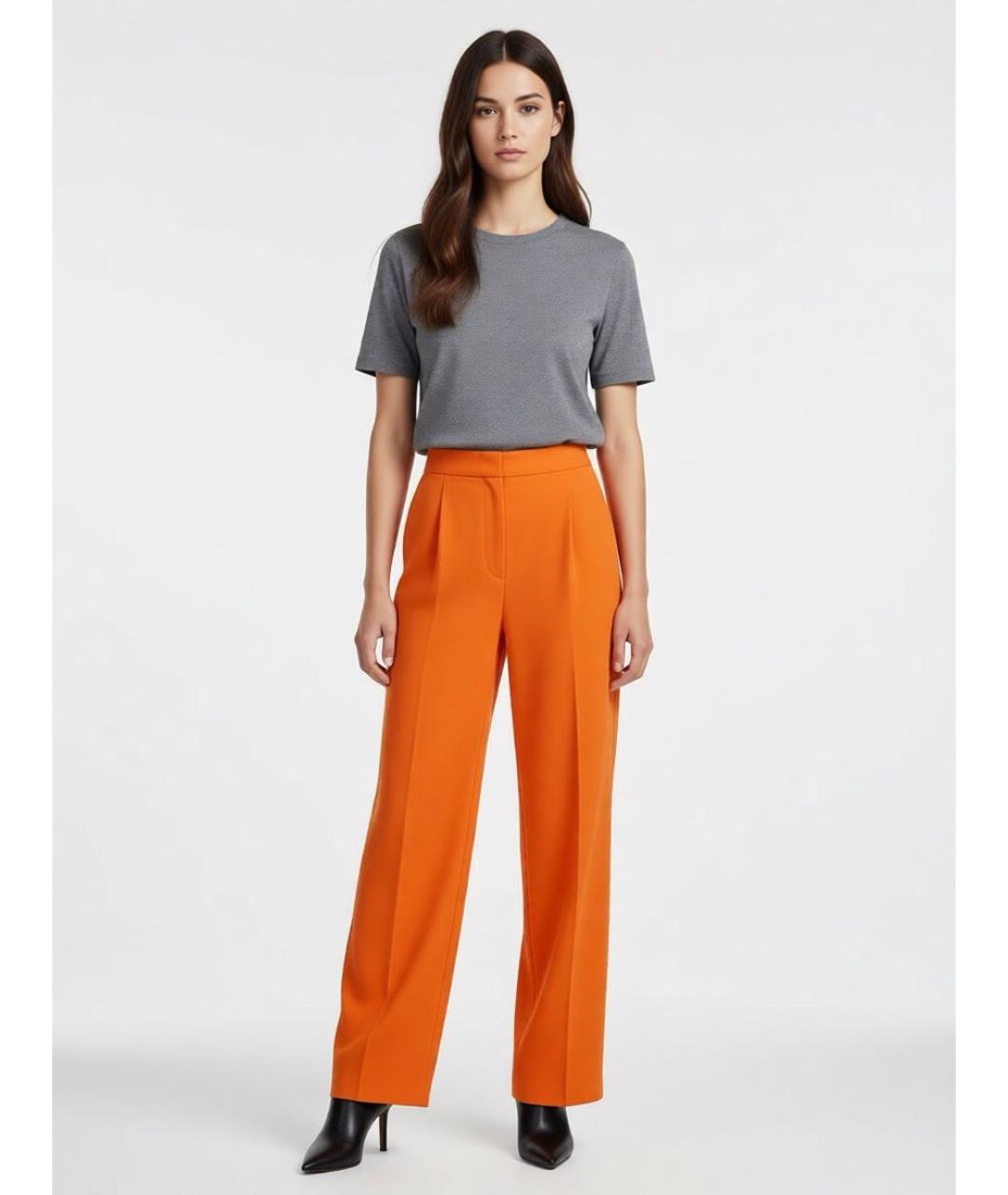 MSGM Оранжевые шерстяные прямые брюки, фото 3
