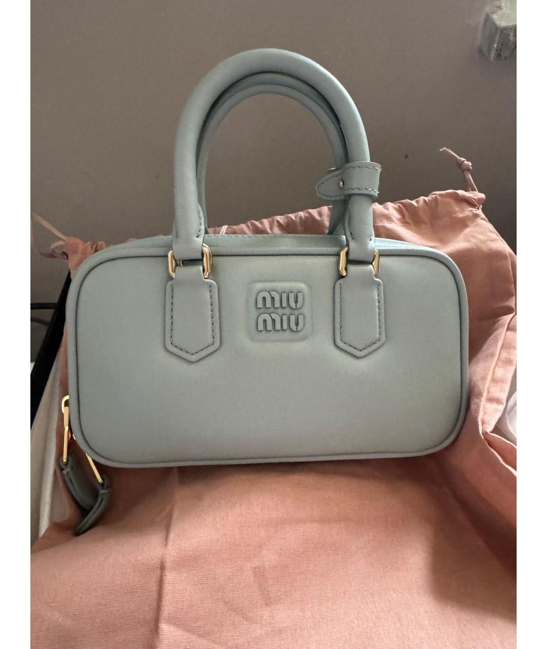 MIU MIU Голубая кожаная сумка с короткими ручками, фото 6