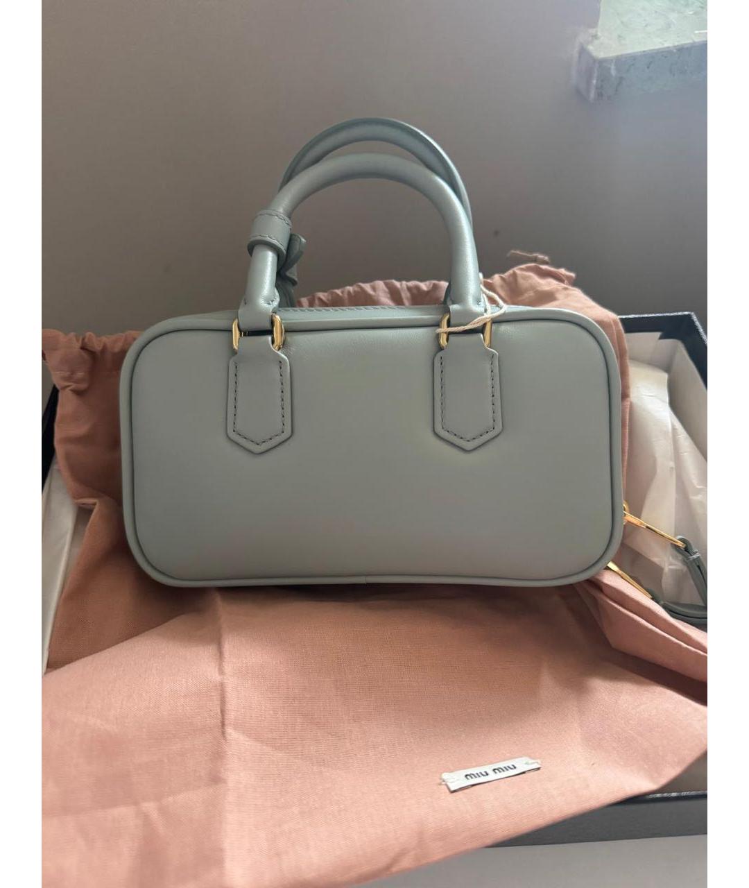 MIU MIU Голубая кожаная сумка с короткими ручками, фото 2