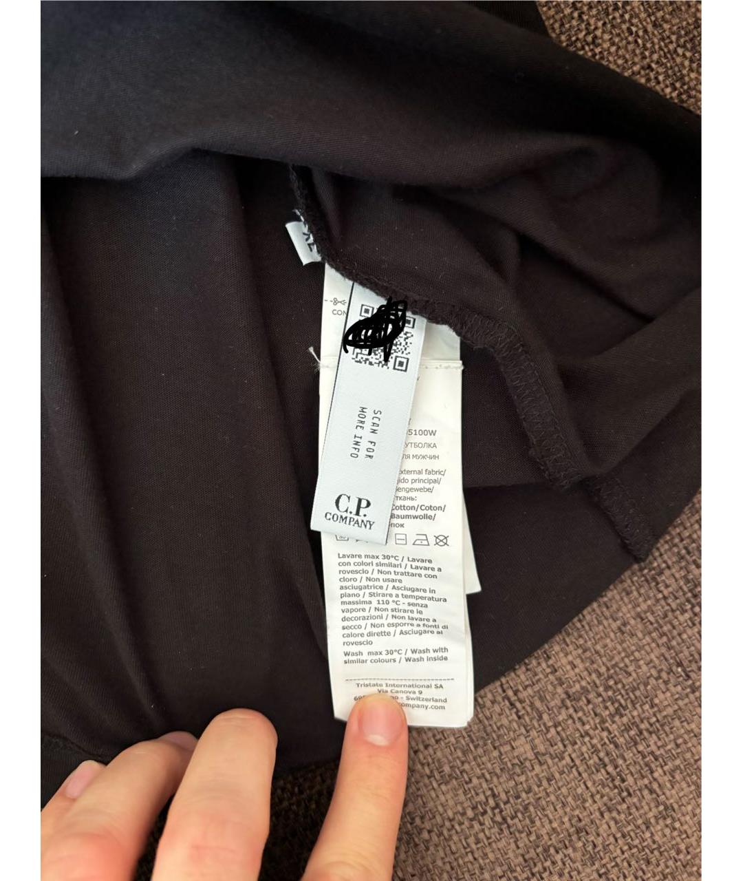 CP COMPANY Черная хлопковая футболка, фото 3