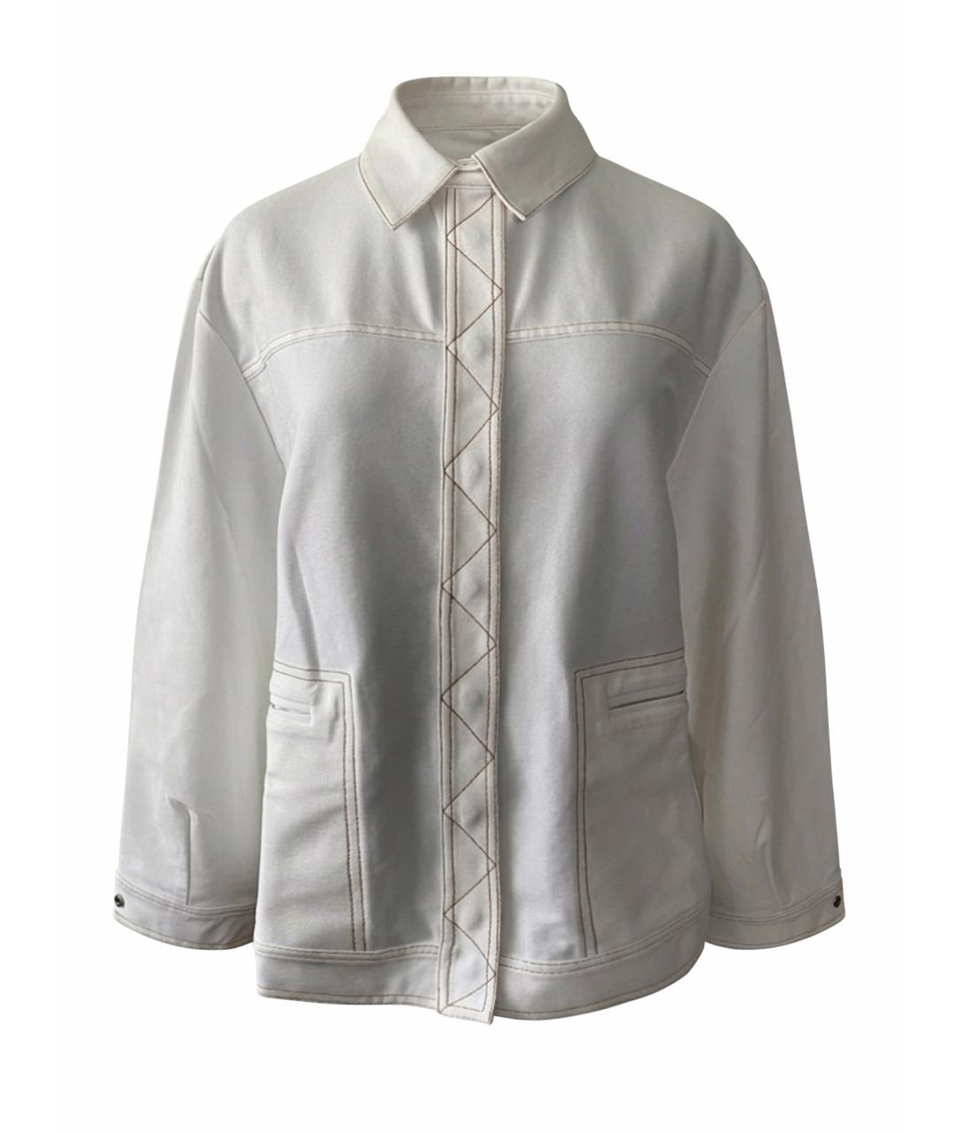 MAX MARA Белая хлопко-эластановая куртка, фото 1