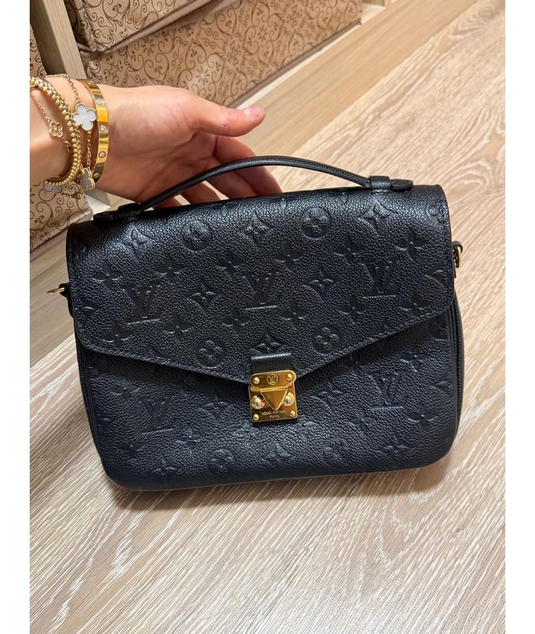 LOUIS VUITTON Черная кожаная сумка через плечо, фото 9