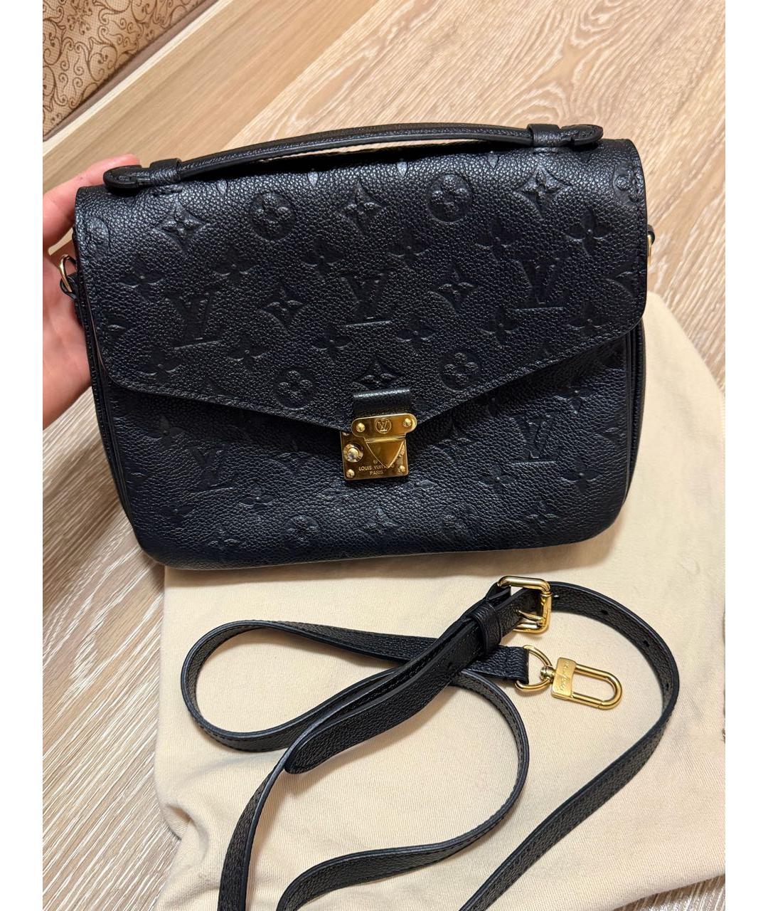 LOUIS VUITTON Черная кожаная сумка через плечо, фото 2