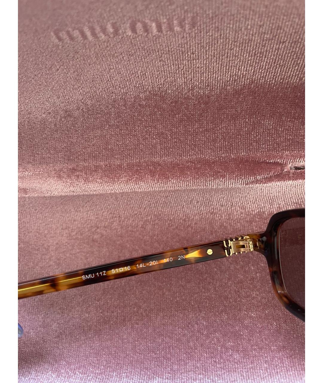 MIU MIU Коричневые пластиковые солнцезащитные очки, фото 3