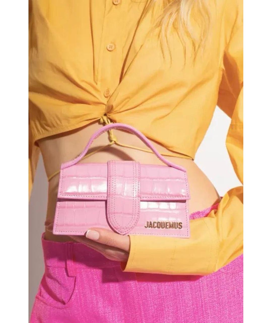 JACQUEMUS Розовая кожаная сумка с короткими ручками, фото 6