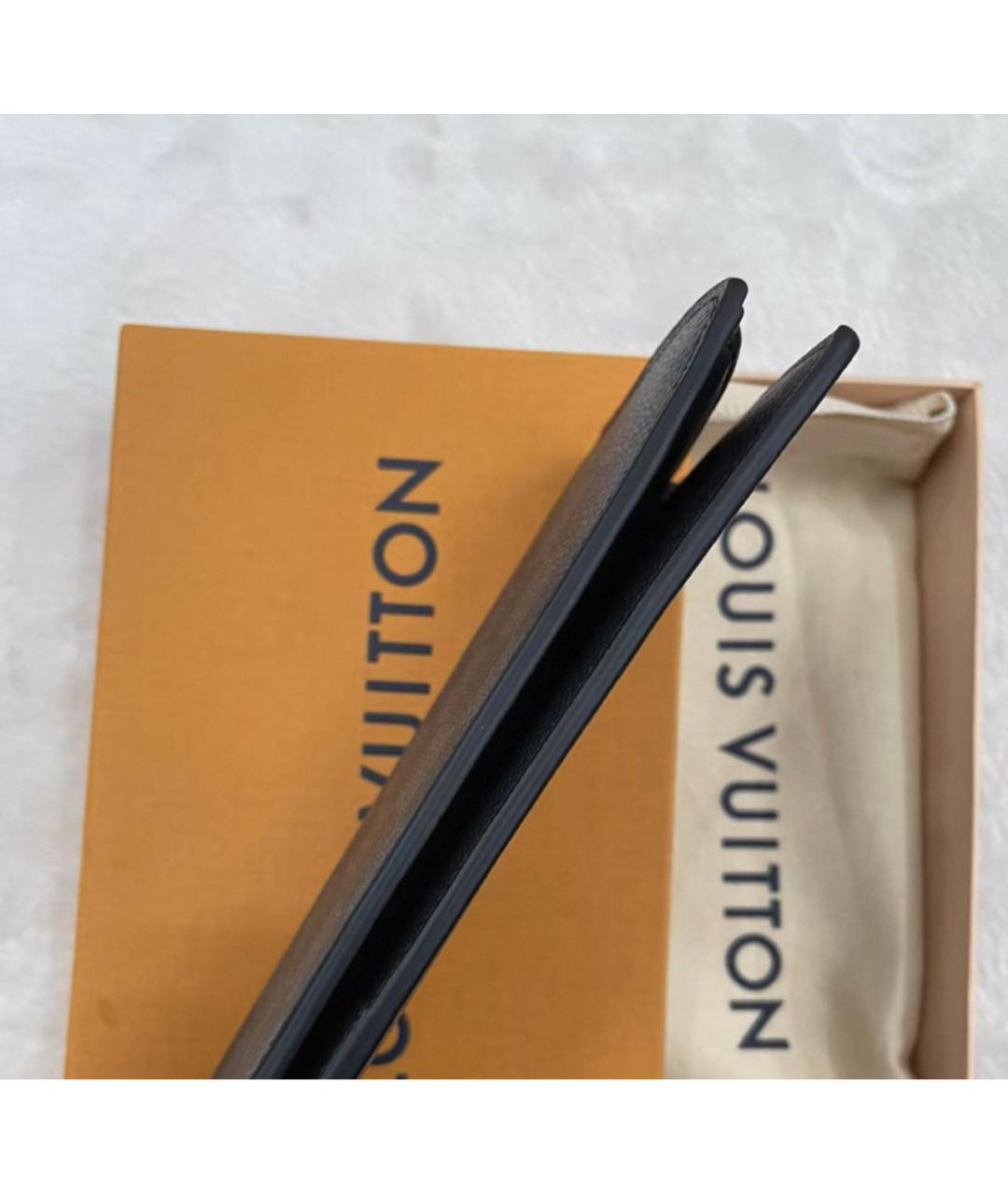 LOUIS VUITTON Черный кожаный кошелек, фото 3